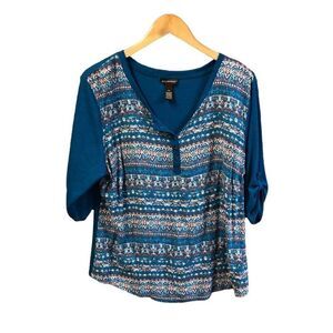 Bit & Bridle Size Extra Large (XL) Bright Turquoise Southwestern Pattern Shirt